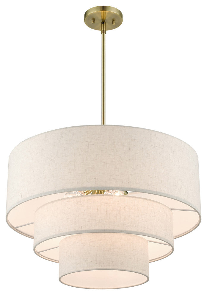 Livex Lighting Gladstone 4-Light Antique Brass Pendant Chandelier