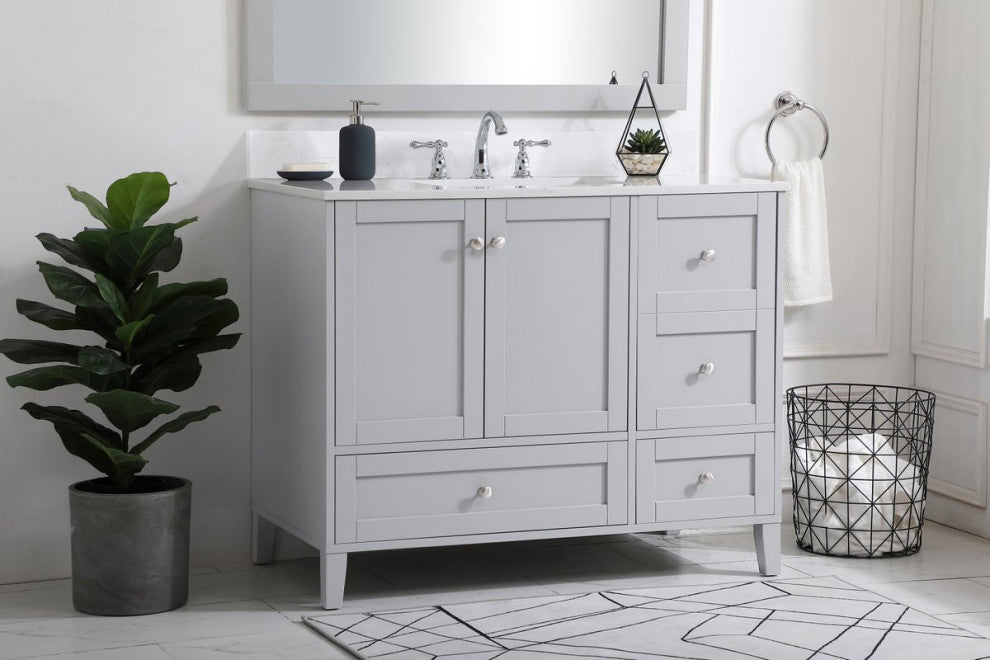 Sadie 42" Single Bathroom Vanity, Gray With Backsplash