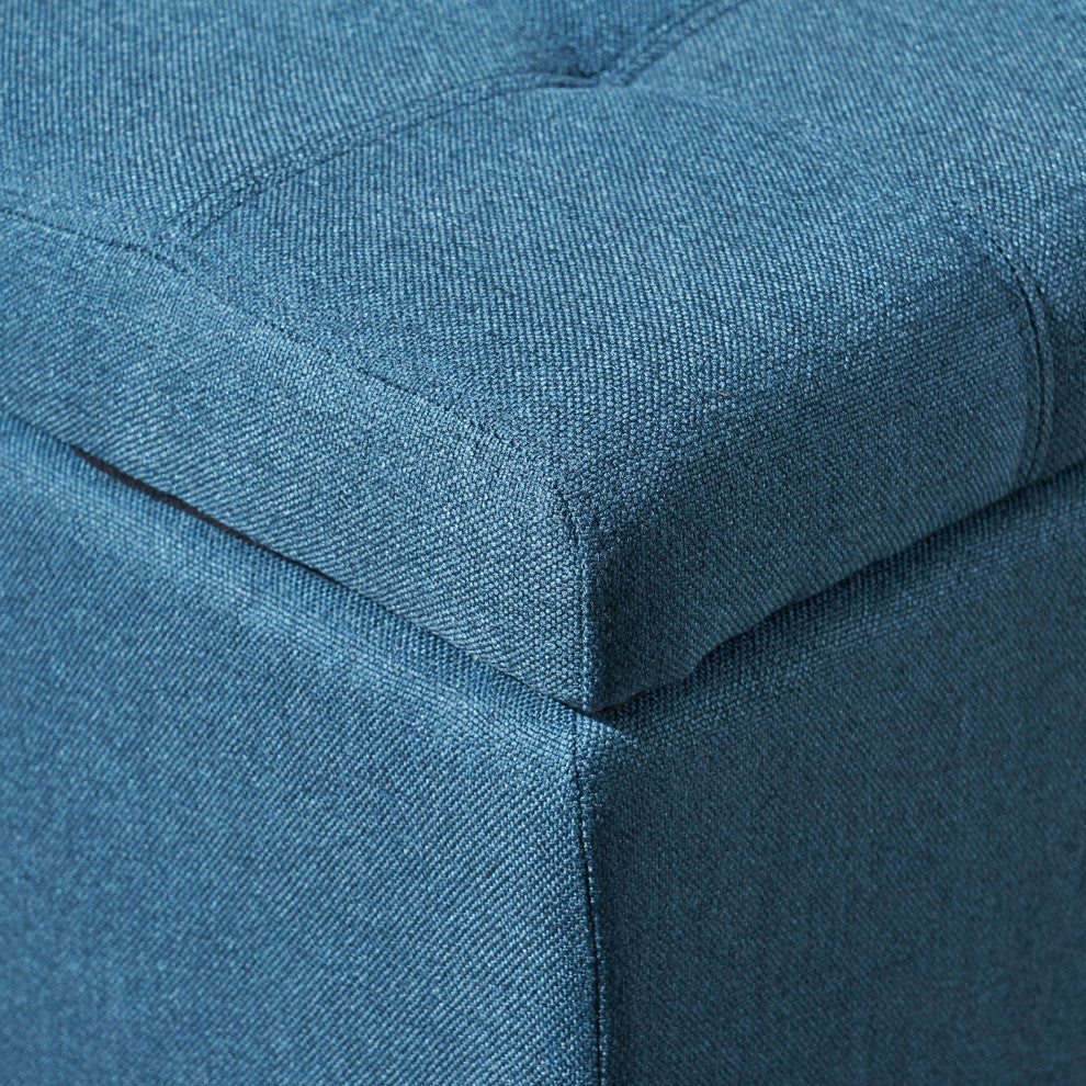 GDF Studio Sterling Fabric Tufted Storage Ottoman, Dark Blue
