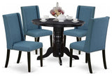 5Pc Dining Set 4 Dining Chairs, Wood Table Solid Wood Frame -High Back & Black