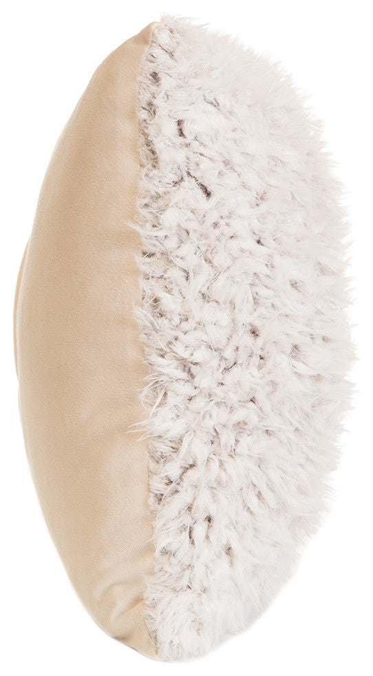 Faux Fur Throw Pillow 18"X18" With Insert, Off-White Plush