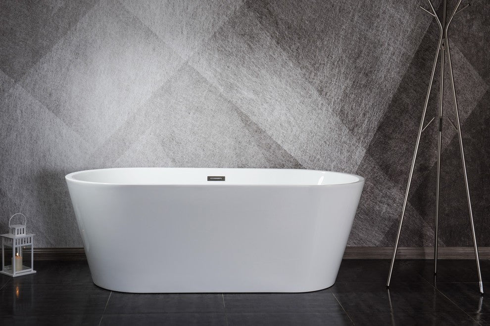 Lexora Melina 67" Freestanding Bathtub With Chrome Drain