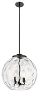 Athens Water Glass Pendant, Matte Black, Clear Water Glass, Clear Water Glass