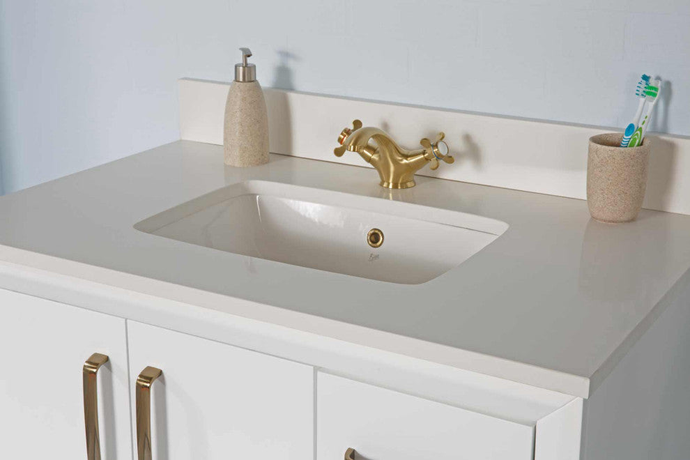 Fabia Collection 36" Bathroom Vanity With Sink, Mirror, Countertop, White