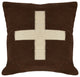 Swiss Cross Cotton Wool Throw Pillow, Brown and Natural