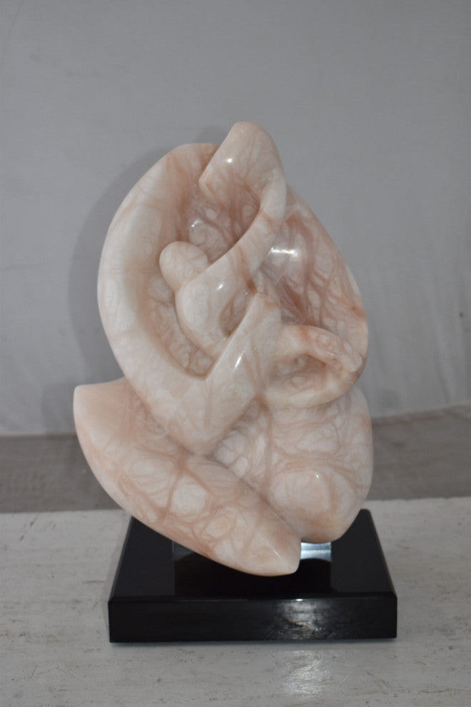 Mother and Child Marble Sculpture mounted on carousel base  12" x 11" x 19"H