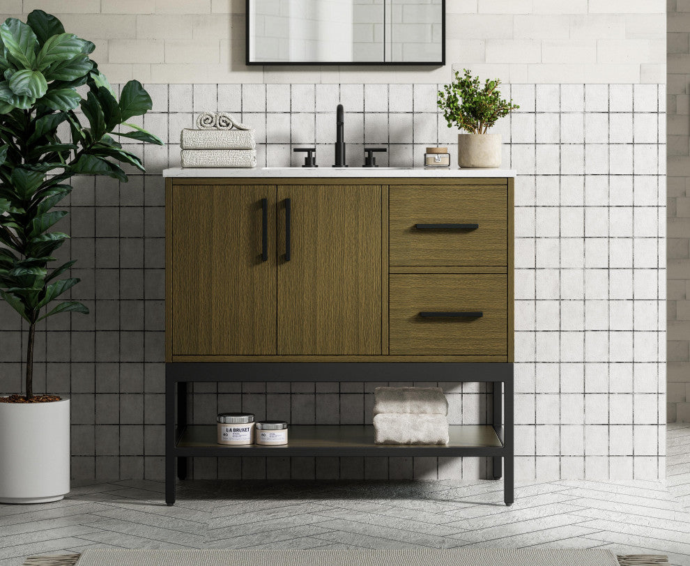 Home Living 36" Single Bathroom Vanity, Chestnut Brown