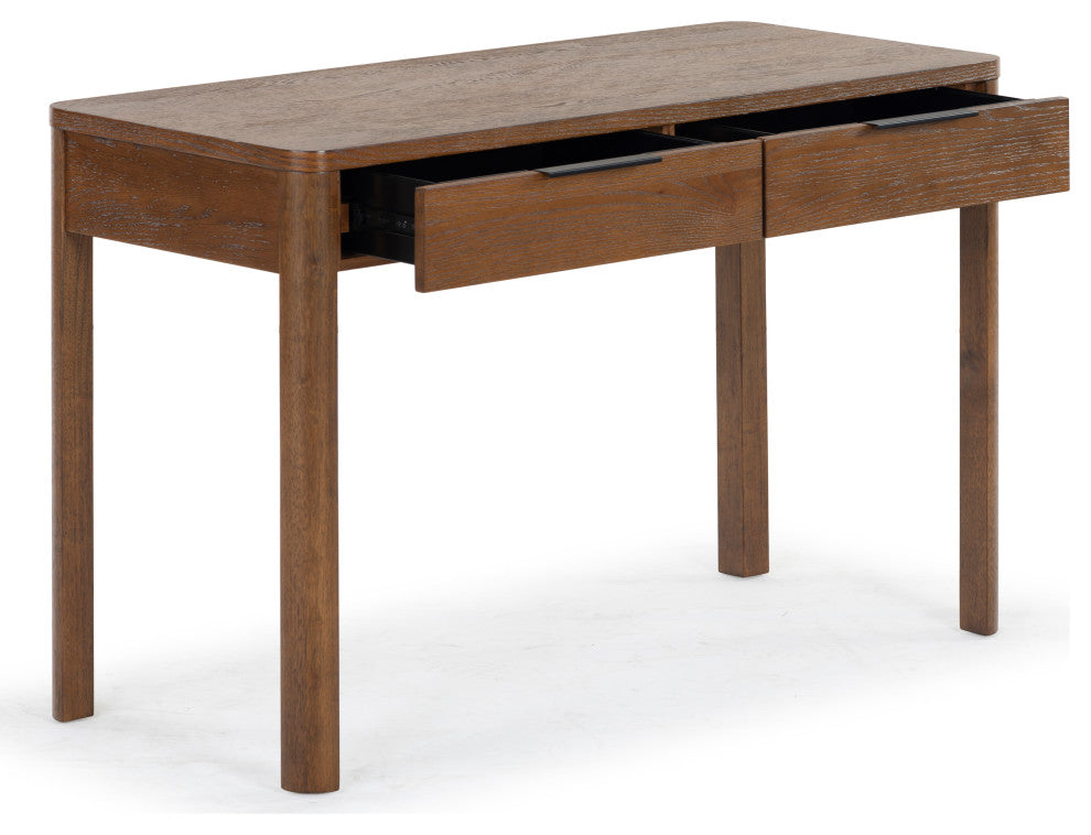 Safavieh Couture Gabrietta 2 Drawer Wood Desk, Medium Oak/Black