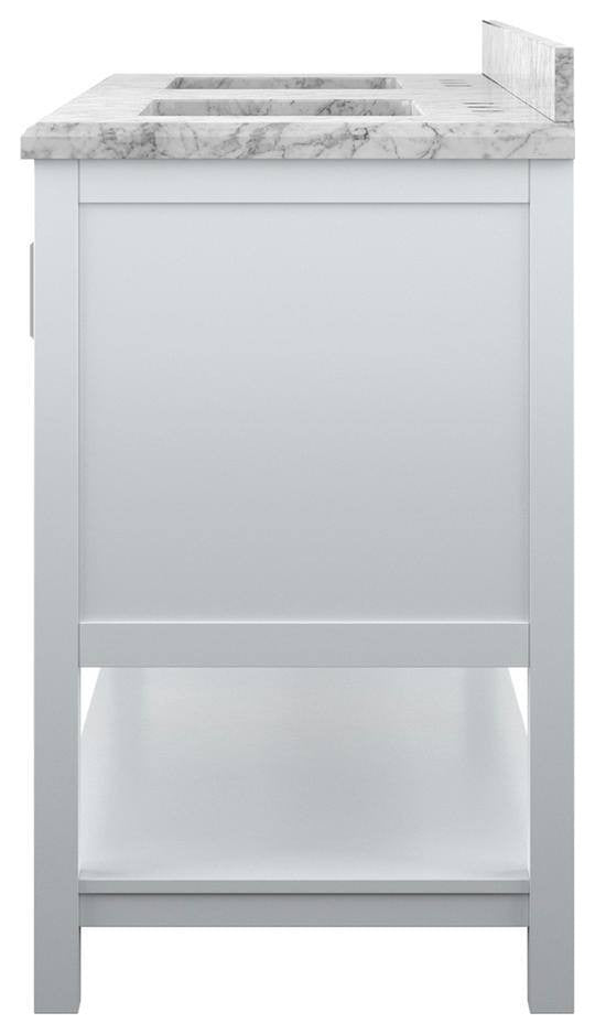 Affinity Bathroom Vanity With Carrara Marble Countertop, White, 61 in