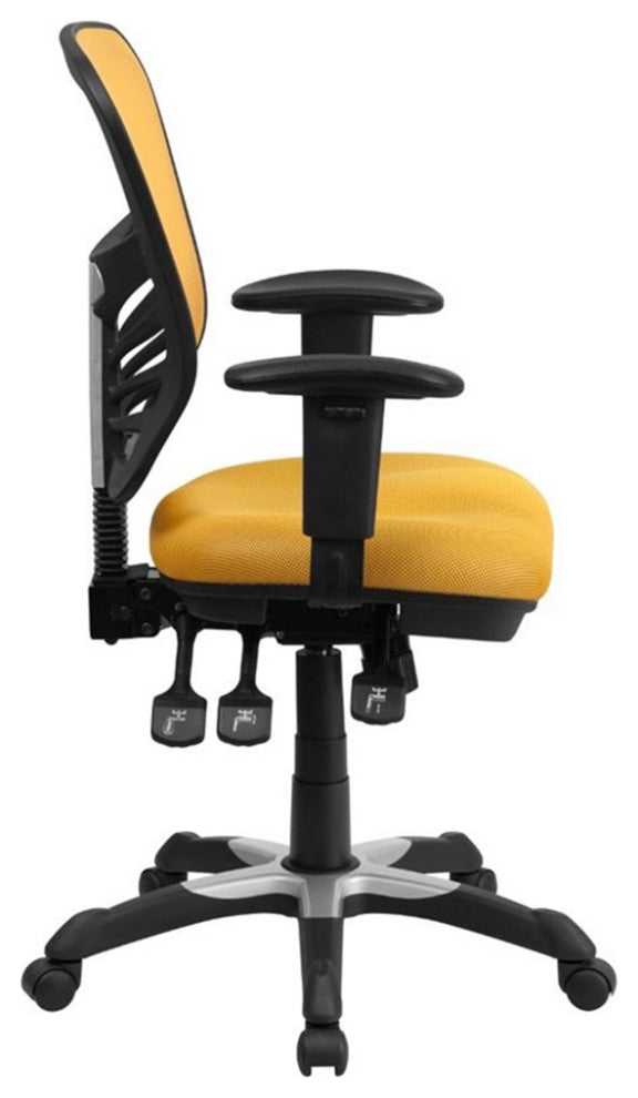 Pemberly Row Contemporary Mid Back Mesh Swivel Office Chair in Yellow