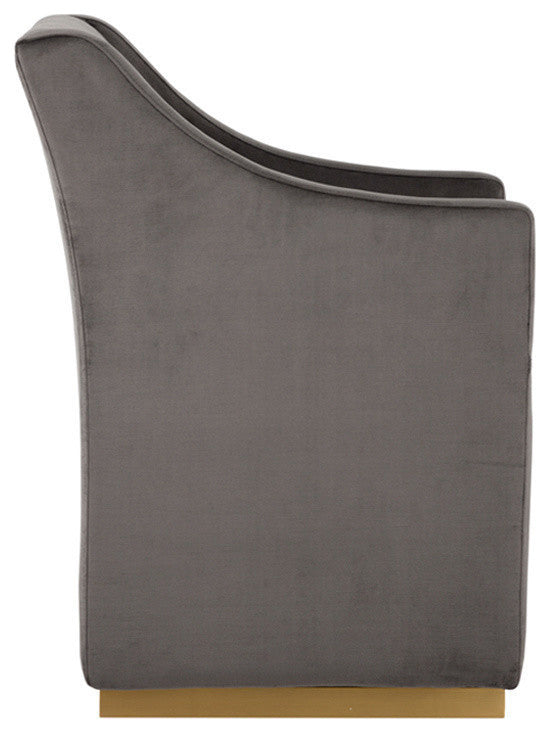 Zane Wheeled Brushed Brass Lounge Chair, Pimlico Pebble