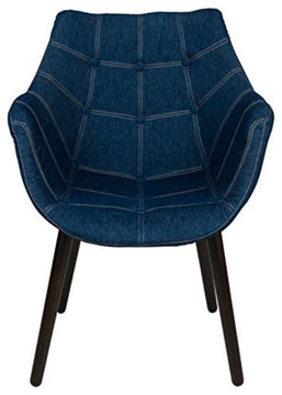 LeisureMod Milburn Tufted Denim Lounge Chair, Set of 2