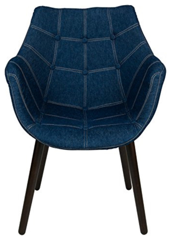 LeisureMod Milburn Tufted Denim Lounge Chair, Set of 2