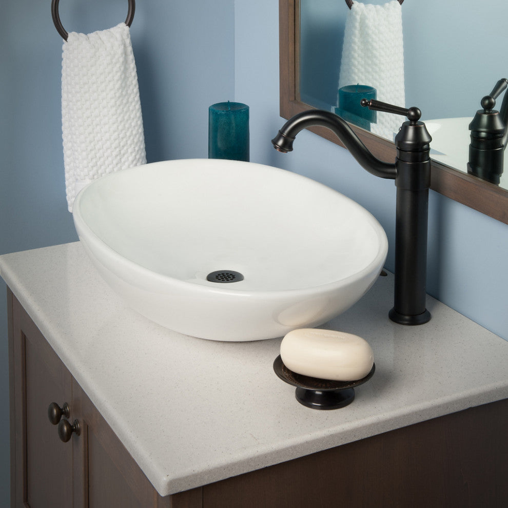 Bianco Uovo Ceramic Vessel Sink With Overflow