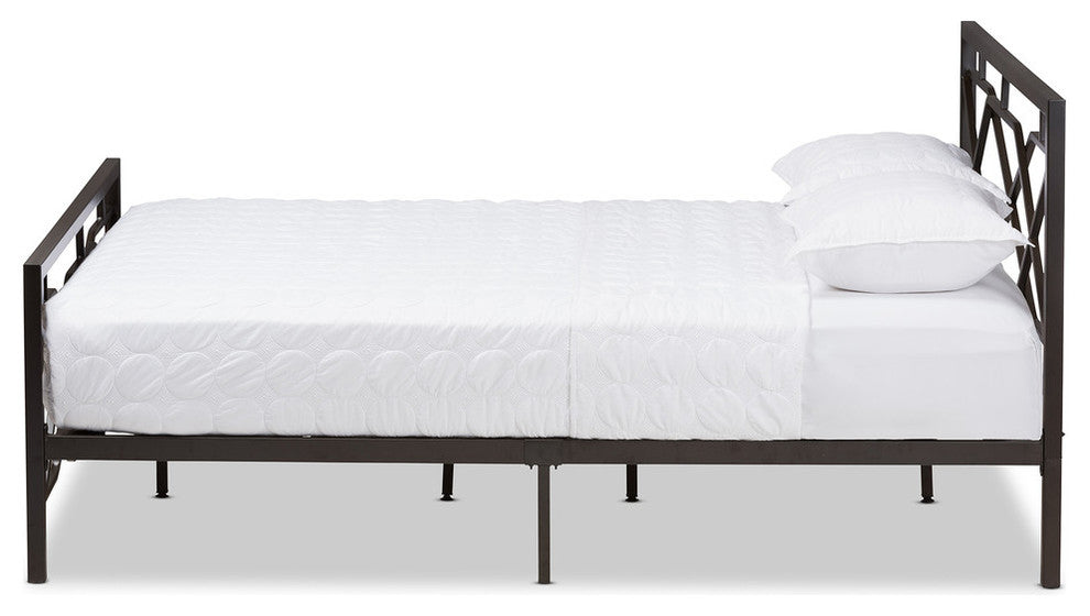 Shelton Modern Stippled Black Finished Metal Queen Size Platform Bed