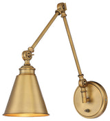 Morland 1-Light Adjustable Wall Sconce With Plug, Warm Brass