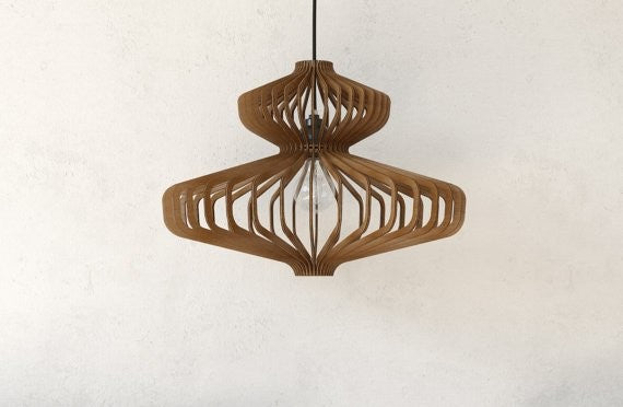 Frances 1-light Pendant 19" diameter Modern Smooth wood finish