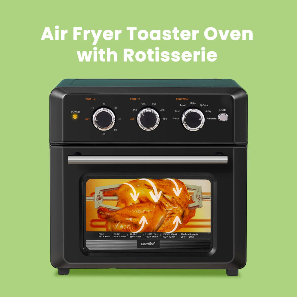 4 Slice Small Toaster Oven Countertop, Retro Compact Design, Multi-Function with, 6 Slice Air Fry