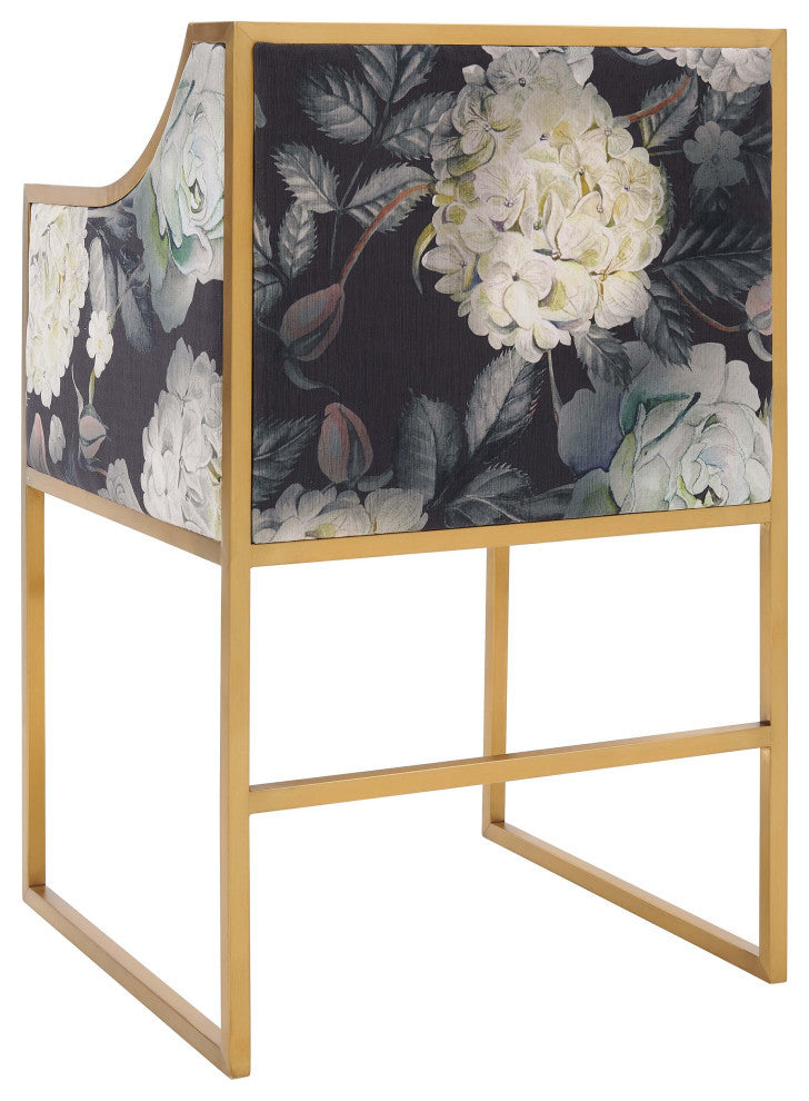 Atara Floral Velvet Gold Chair