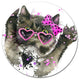 Funny Black Cat Illustration, Animal Disc Metal Artwork, 11"