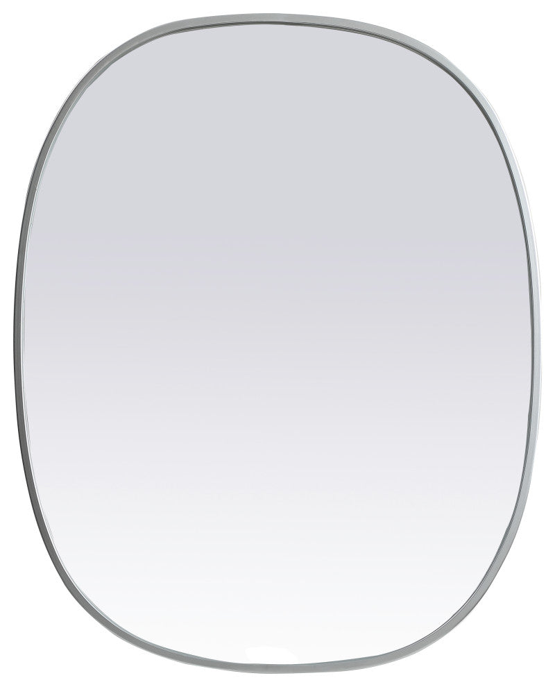 Metal Frame Oval Mirror 24X30 Inch, Silver