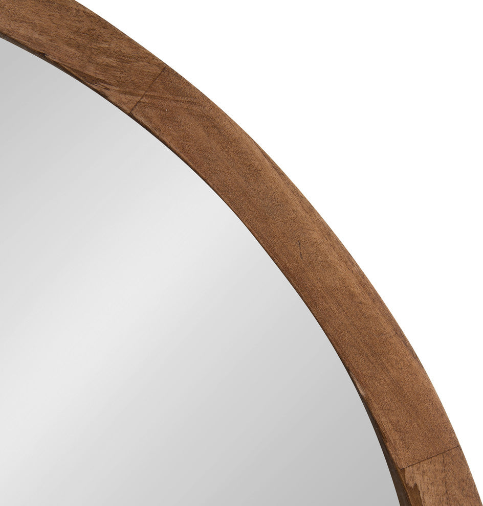 Hutton Round Wood Wall Mirror, Rustic Brown 22" Diameter