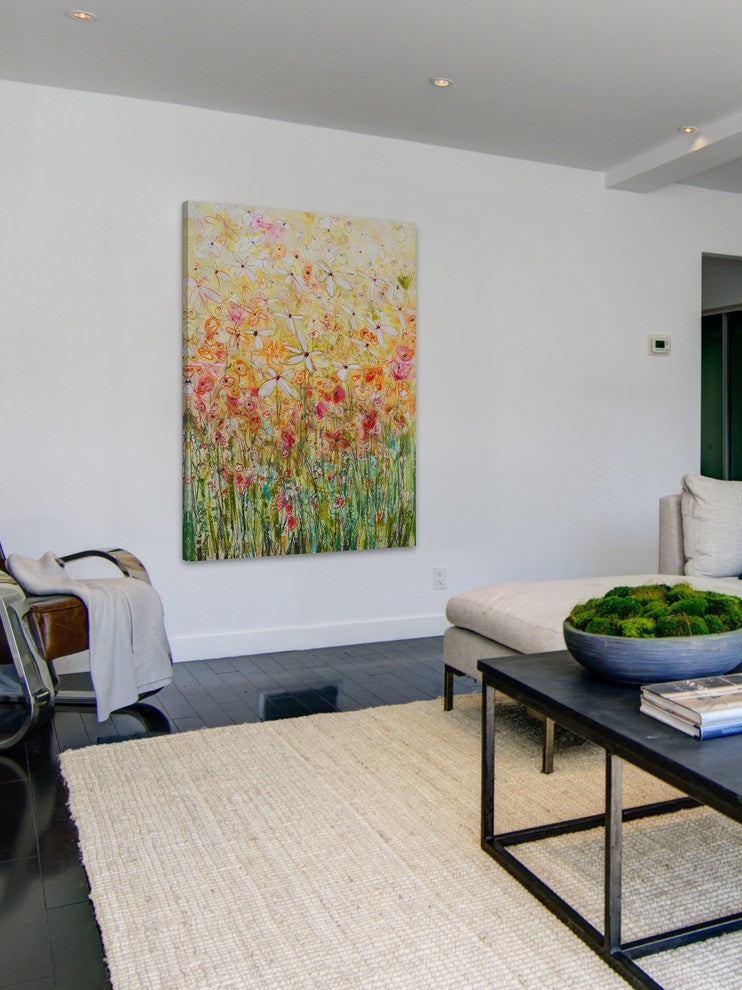 "Daisy Chain 22" Painting Print on Wrapped Canvas, 30x45