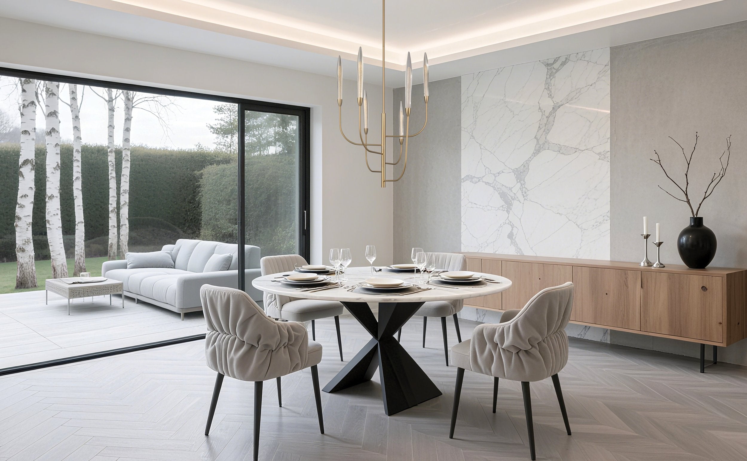 Calle 6-Light LED Chandelier, Brass