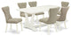 7-Piece Set, 6 Chairs, Table Top and Wooden Legs, Linen White
