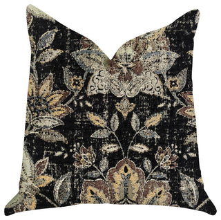 Noir Lotus Blossom Luxury Throw Pillow, 20"x36" King