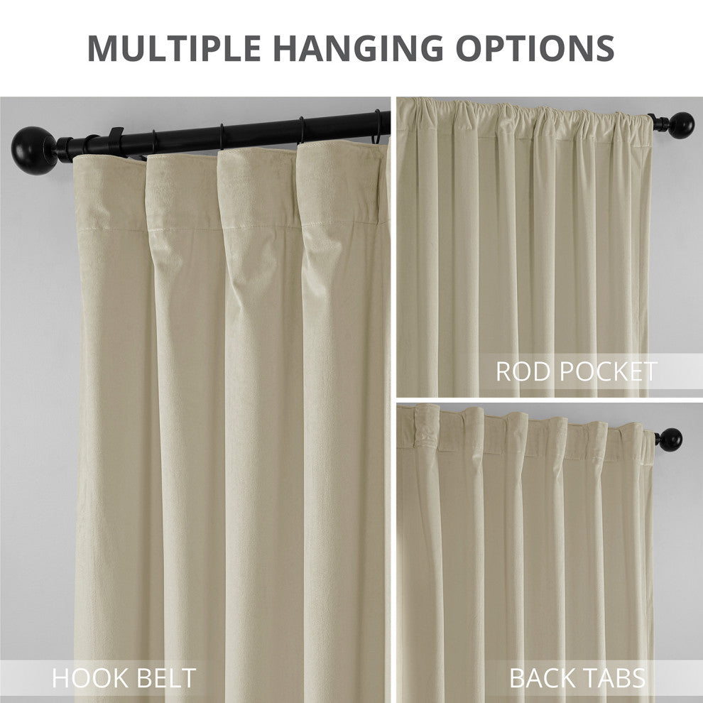 Heritage Plush Velvet Curtain Single Panel, Au Lait Creme, 50"x120"