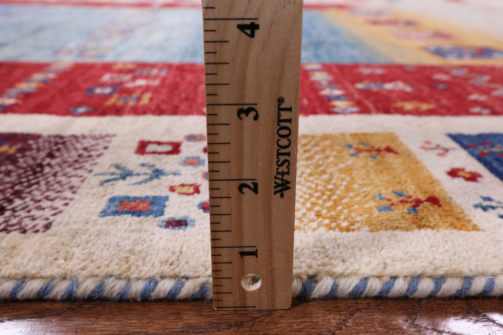 Hand-Knotted Persian Gabbeh Tribal Rug 4' 10" X 6' 7" Q5295