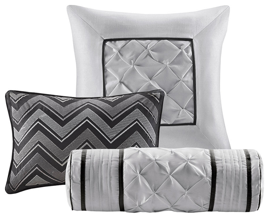 Madison Park Laurel Silky Tufted 7-Piece Comforter Set, Black