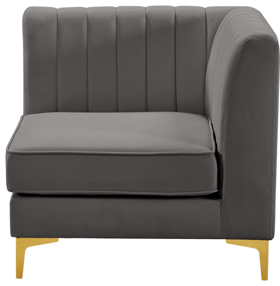 Alina Velvet Upholstered Modular Corner Chair, Grey