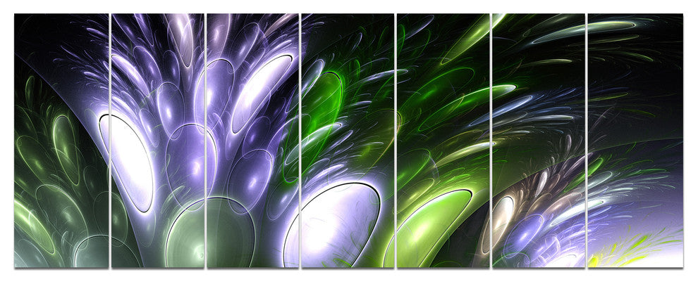 Mysterious Psychedelic Flower, Abstract Wall Art Canvas, 83"x32", 7 Panels