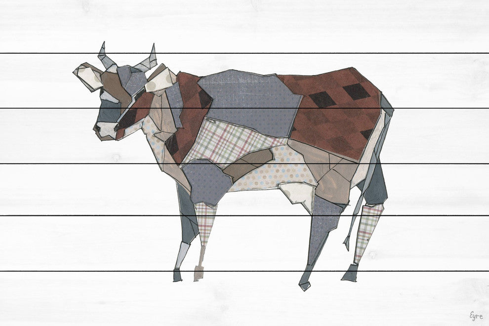 "La Vaca Modelada" Painting Print on White Wood, 60"x40"