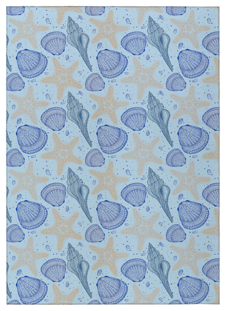 Indoor/Outdoor Seabreeze SZ4 Sky Machine Washable 5' x 7'6" Rug