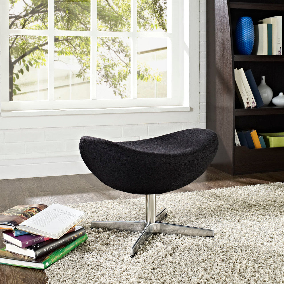 Modern Contemporary Living Room Wool Ottoman Black