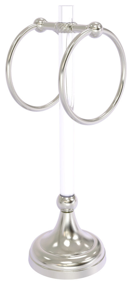 Pacific Grove 2 Ring Vanity Towel Ring with Twisted Accents, Satin Nickel