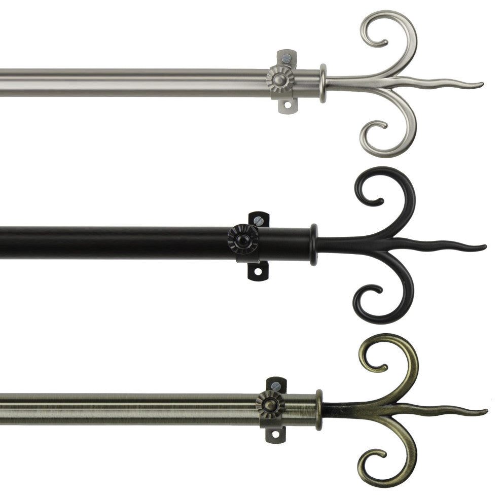 Norman 13/16" Diameter Curtain Rod, Black, 18-28"