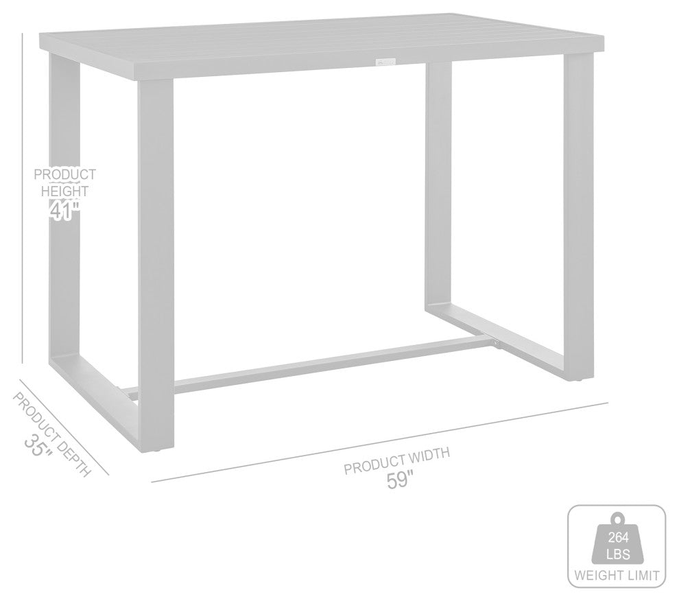 Menorca Outdoor Patio Bar Height Dining Table, Aluminum