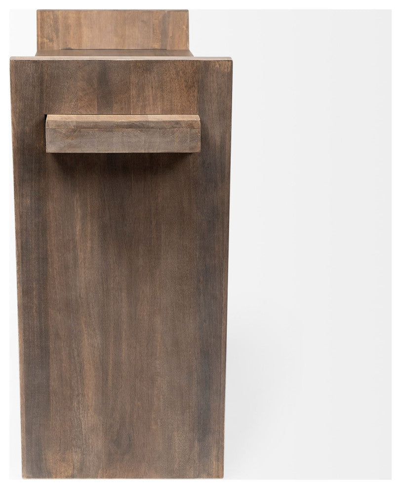 16" Brown Solid Wood 4 Legs Console Table