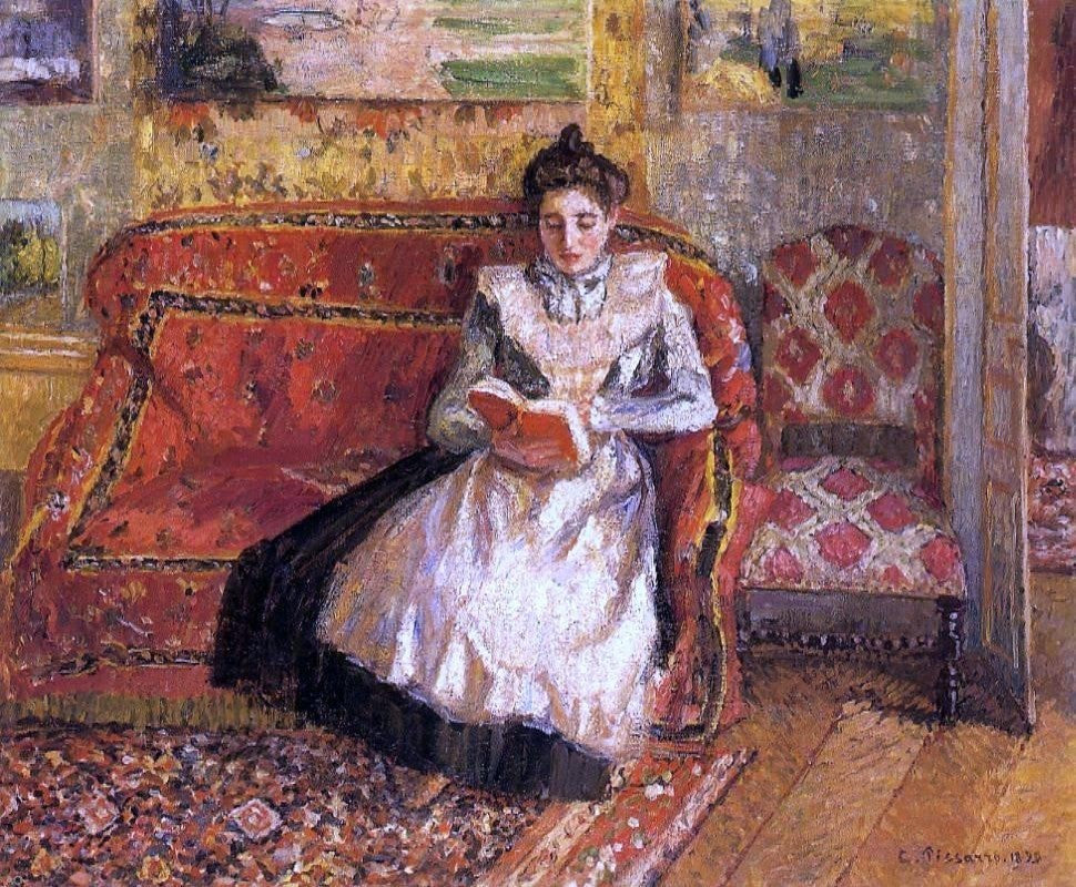 Camille Pissarro Jeanne Reading, 20"x25" Wall Decal Print