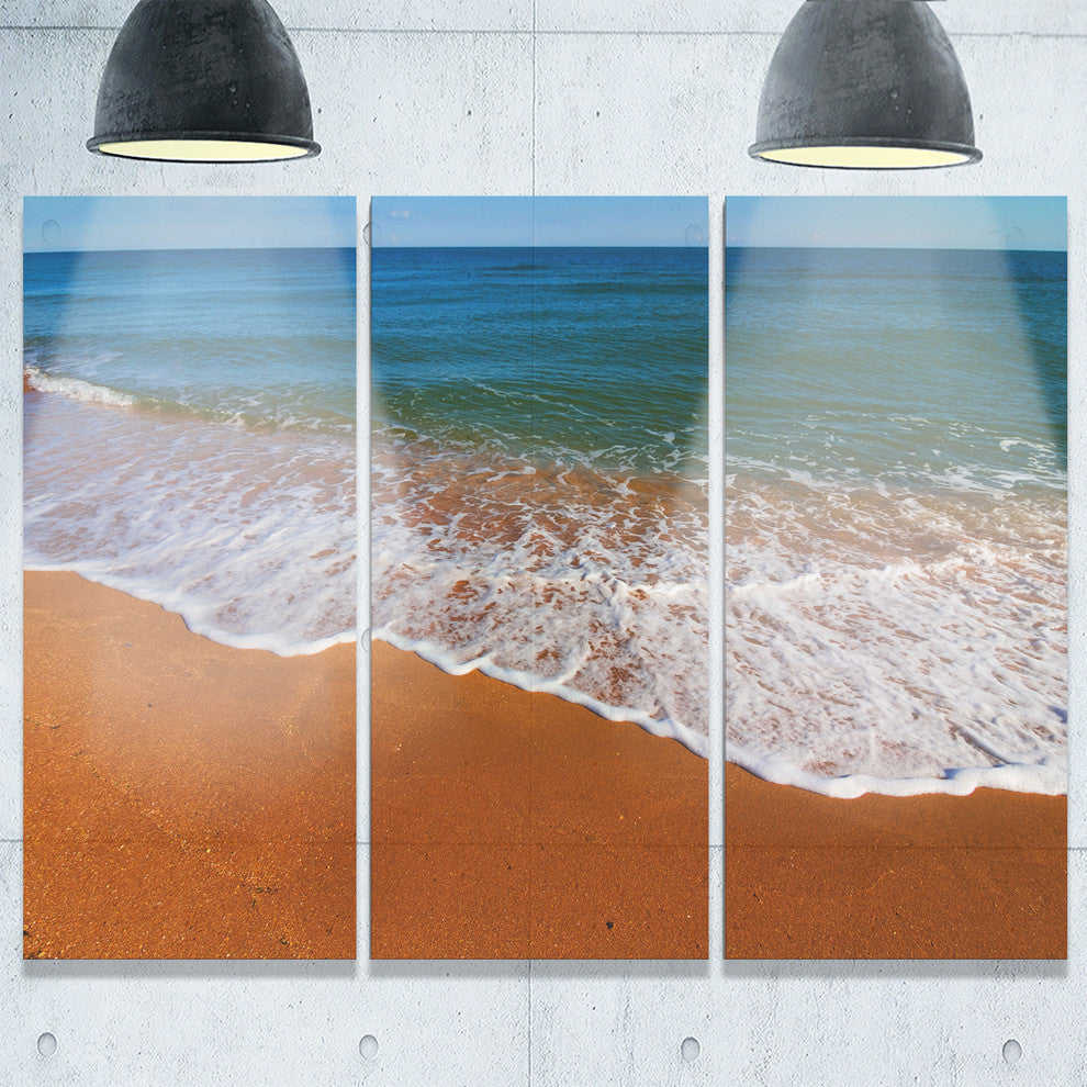"Summer Beach With White Waves" Beach Metal Wall Art, 3 Panels, 36"x28"