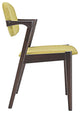 Modern Urban Contemporary Dining Armchair, Brown Green Wood Fabric