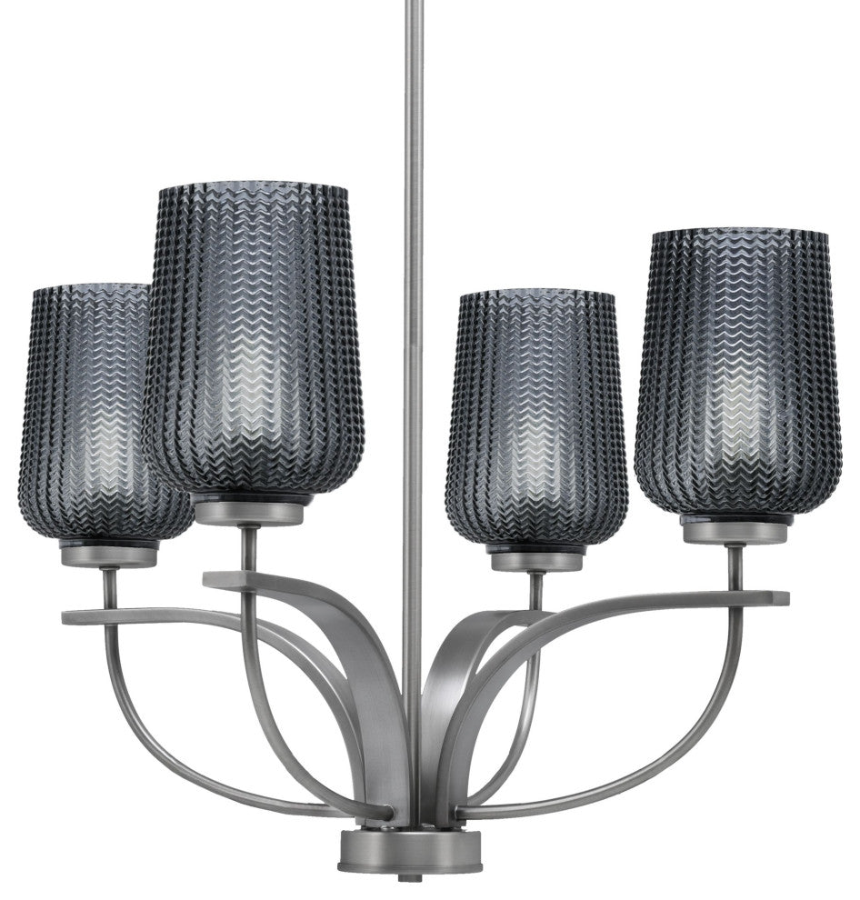 Cavella 4-Light Chandelier, Graphite, 5" Smoke Textured Glass