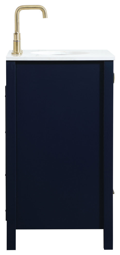 Isabel Single Bathroom Vanity, Blue, 24", Without Backsplash