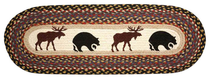 Earth Rugs OP-43 Bear / Moose Oval Patch Runner 13" x 36"