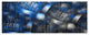 Crystal Cell Dark Blue Steel Texture, Abstract Canvas Art, 70"x28", 6 Panels