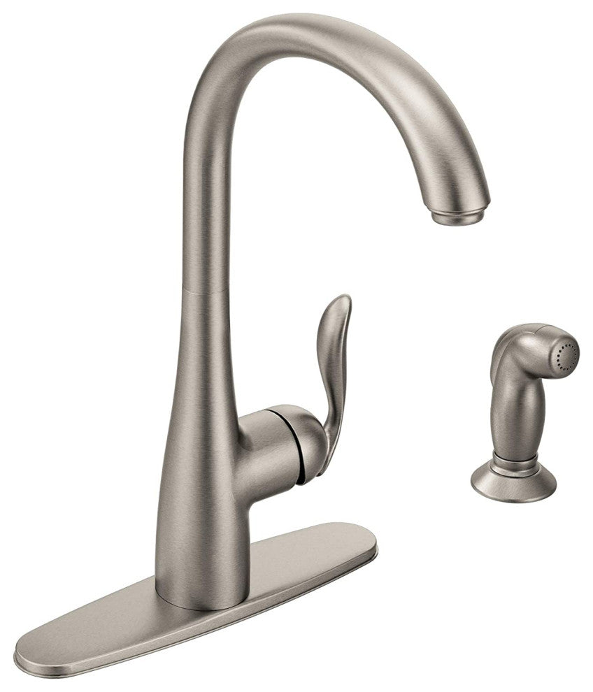 Spot-Resist Stainless High-Arc Kitchen Faucet with Side Spray and Single Handle